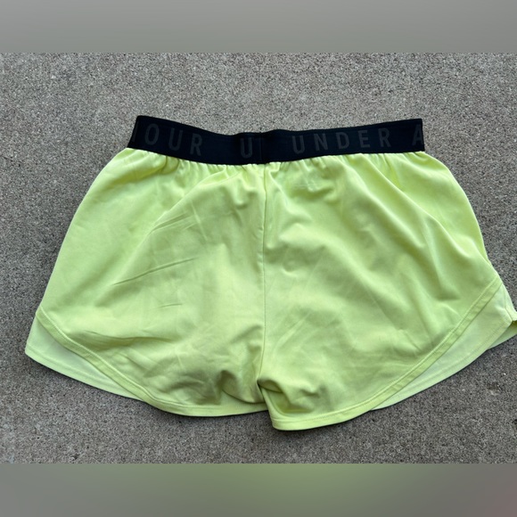 Women’s under Armour, fluorescent yellow, athletic shorts, medium - Picture 2 of 3